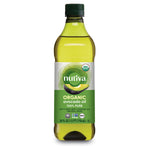 A 24 fl. oz. plastic bottle of Nutiva organic avocado oil on a white background
